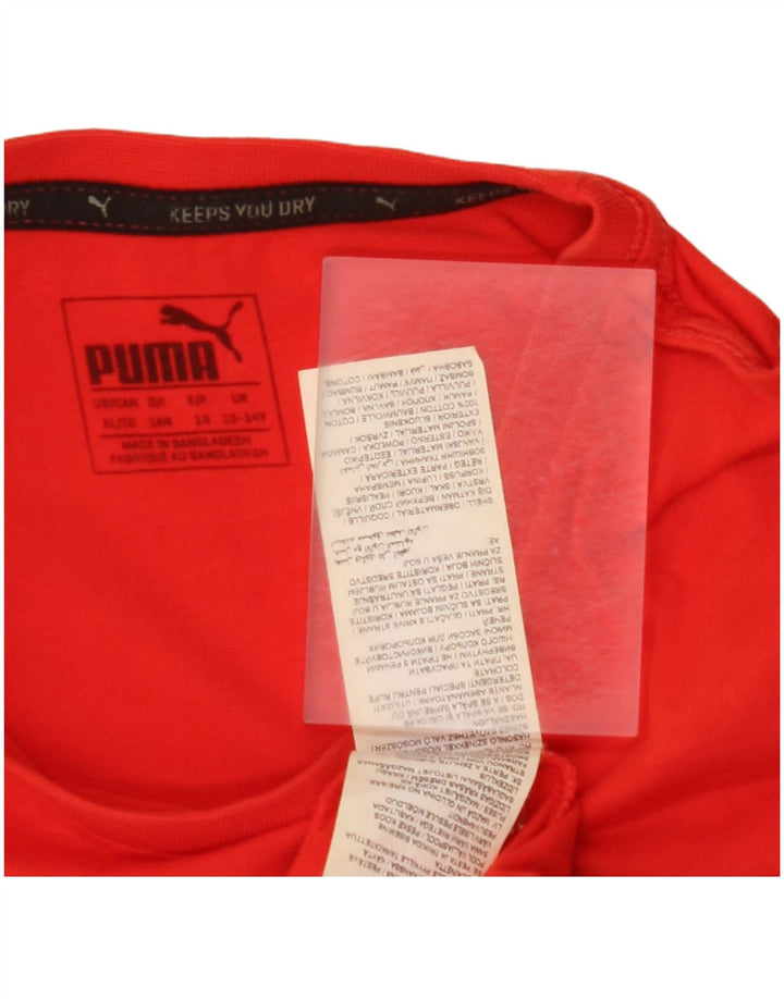 PUMA Boys Graphic T-Shirt Top 13-14 Years Red Cotton