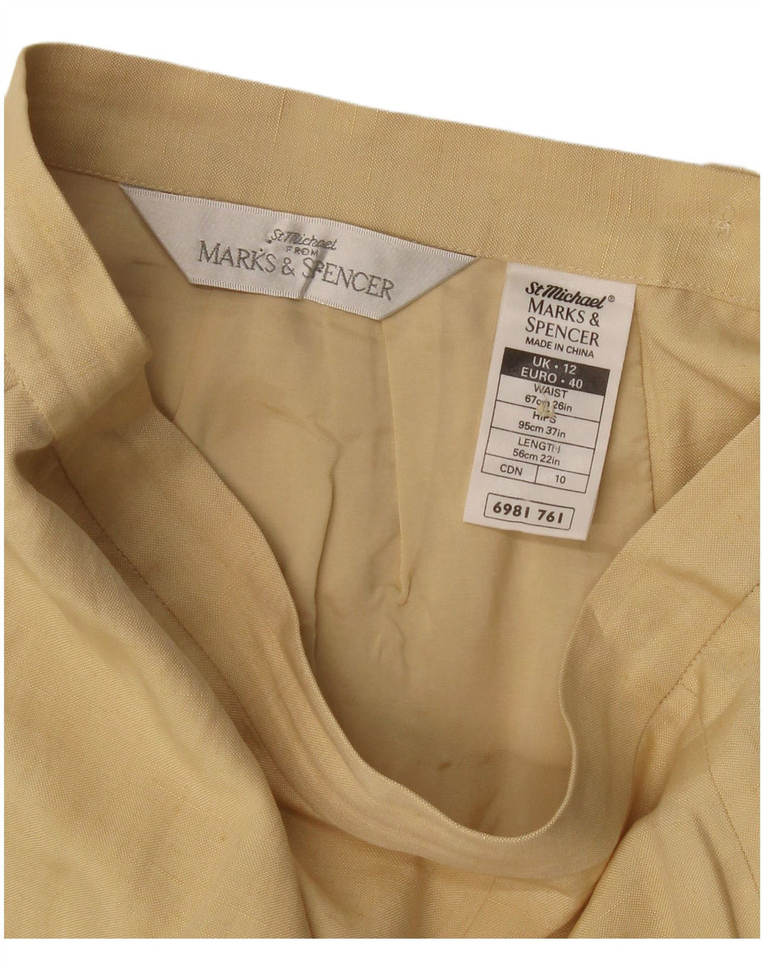 Marks & Spencer Womens A-Line Skirt UK 12 Medium W28 Beige Silk