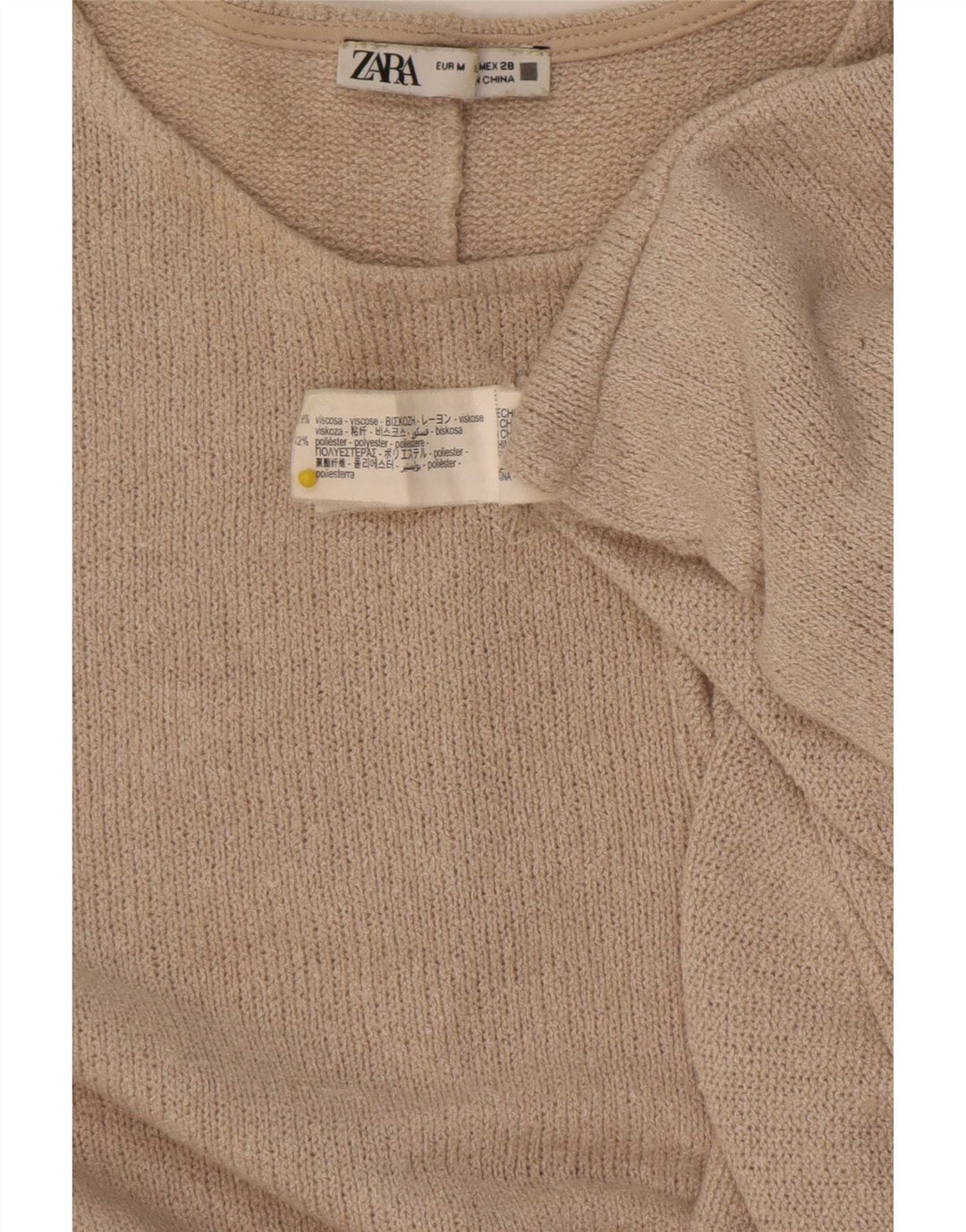 Zara Womens Oversized Blouse Top UK 14 Medium Beige Viscose