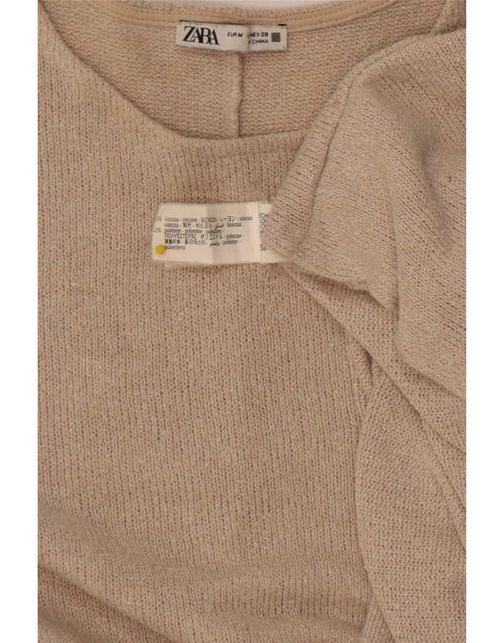 Zara Womens Oversized Blouse Top UK 14 Medium Beige Viscose