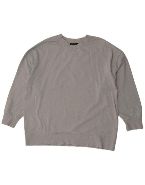 Zara Mens Sweatshirt Jumper Large Blue Cotton