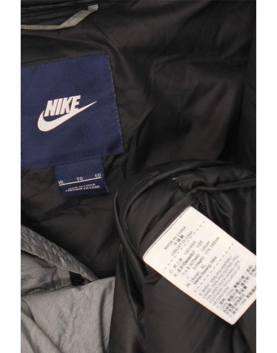 Nike Womens Hooded Padded Jacket UK 18 XL Grey Polyester