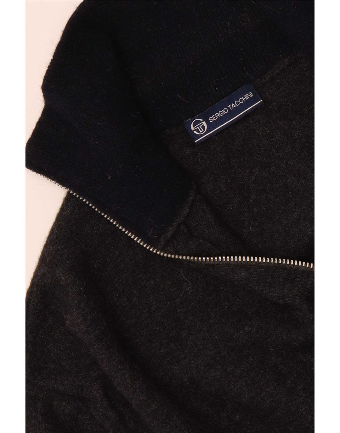 Sergio Tacchini Mens Zip Neck Jumper Sweater Medium Grey