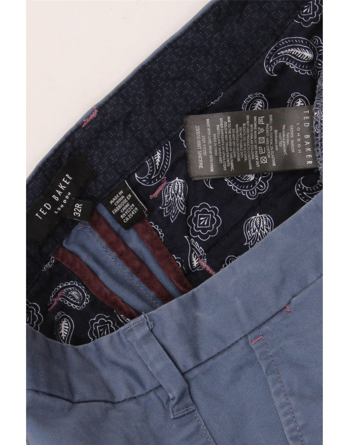 TED BAKER Mens Straight Suit Trousers W32 L32 Blue Cotton