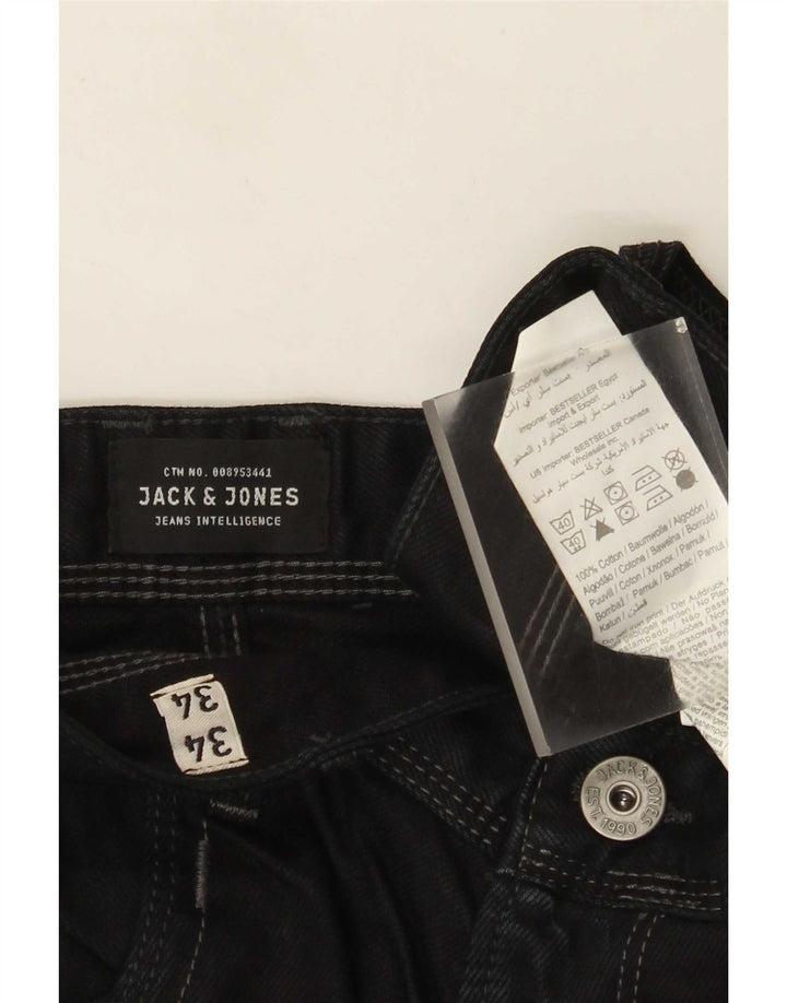 Jack & Jones Mens Straight Jeans W34 L34 Navy Blue Cotton