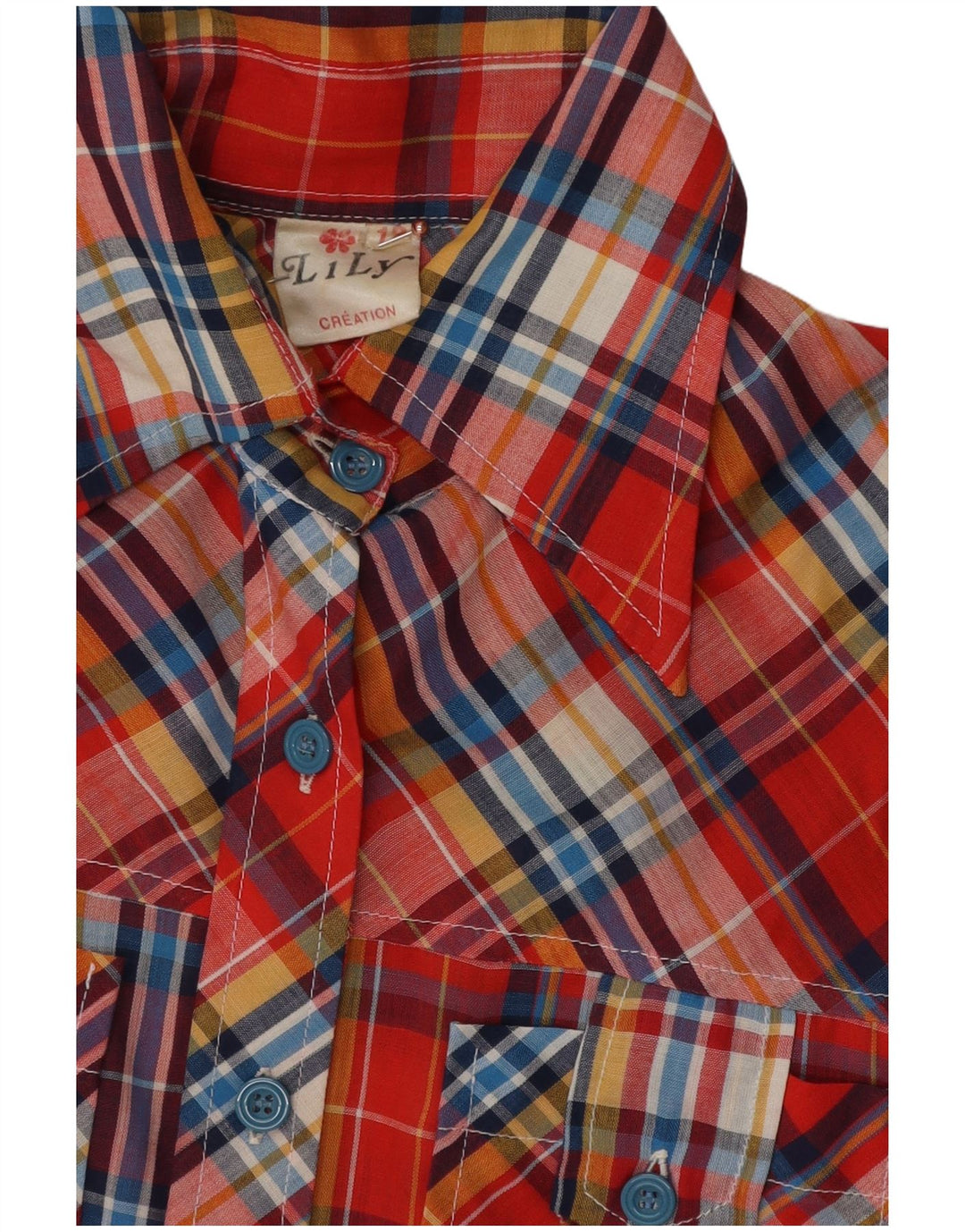 Vintage Girls Shirt 11-12 Years Red Plaid Polyester