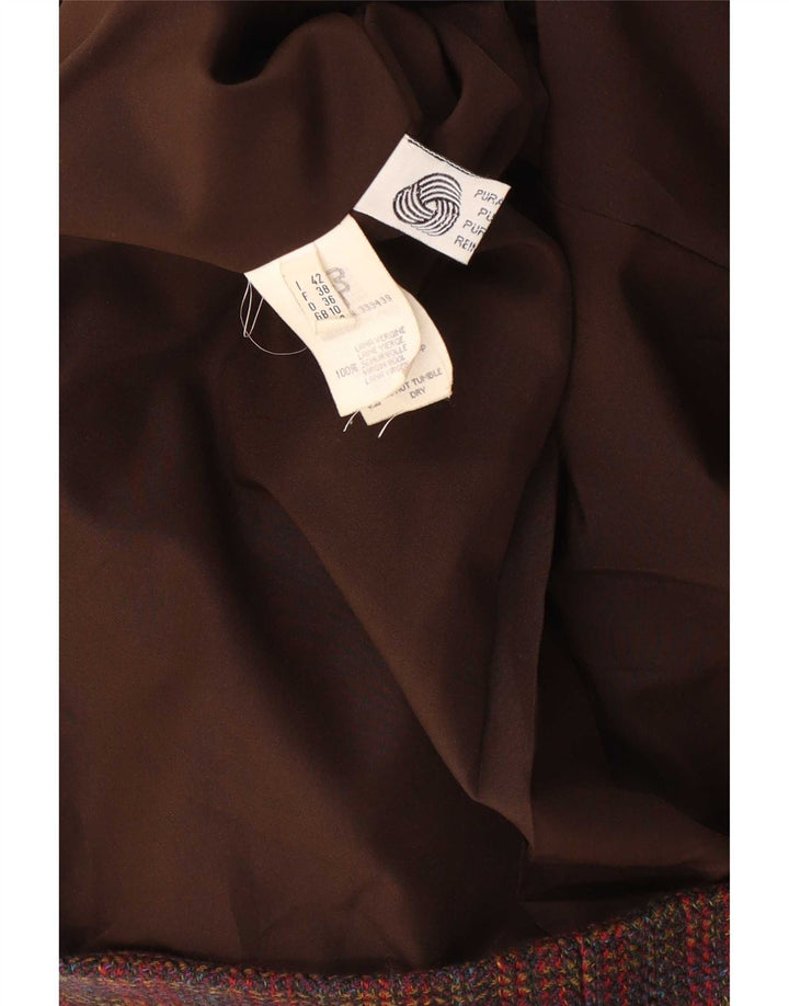 Vintage Womens 3 Button Oversized Blazer Jacket UK 10 Small Burgundy Check