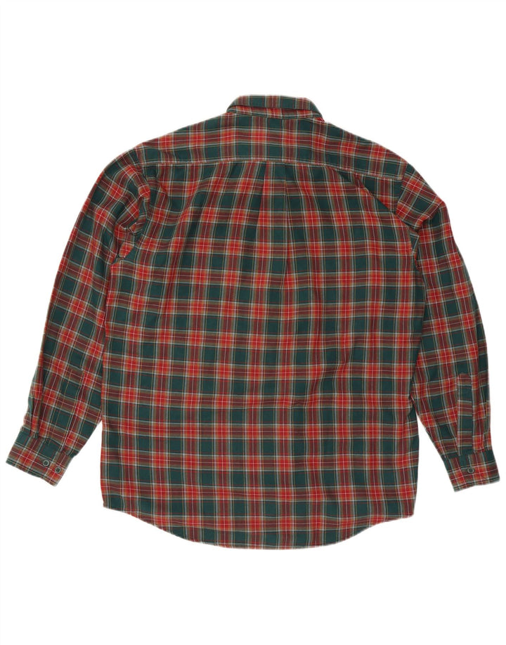 Antartex Mens Flannel Shirt Size 16 1/2 Large Green Check Polyester