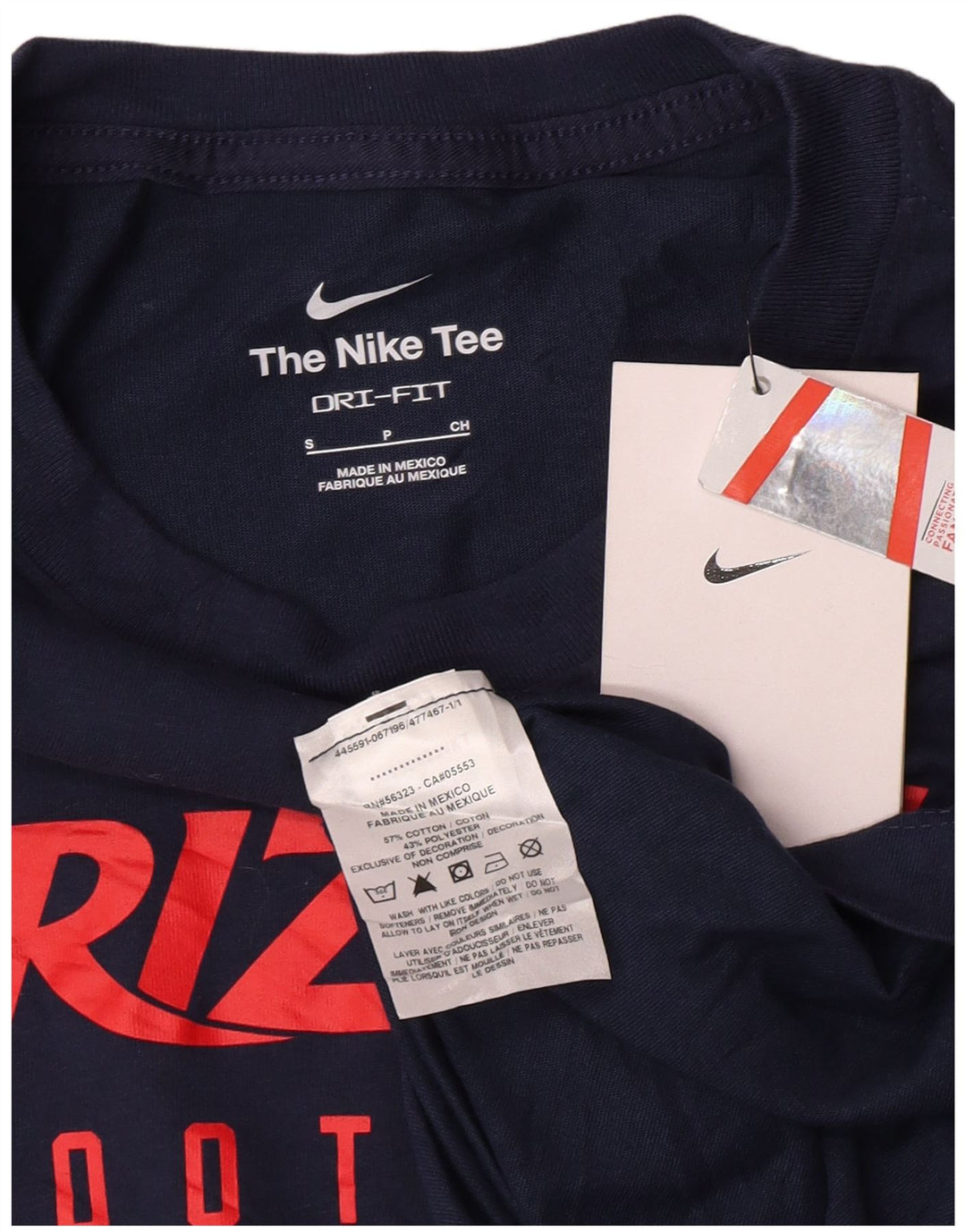 NIKE Mens Arizona Graphic Top Long Sleeve Small Navy Blue Cotton
