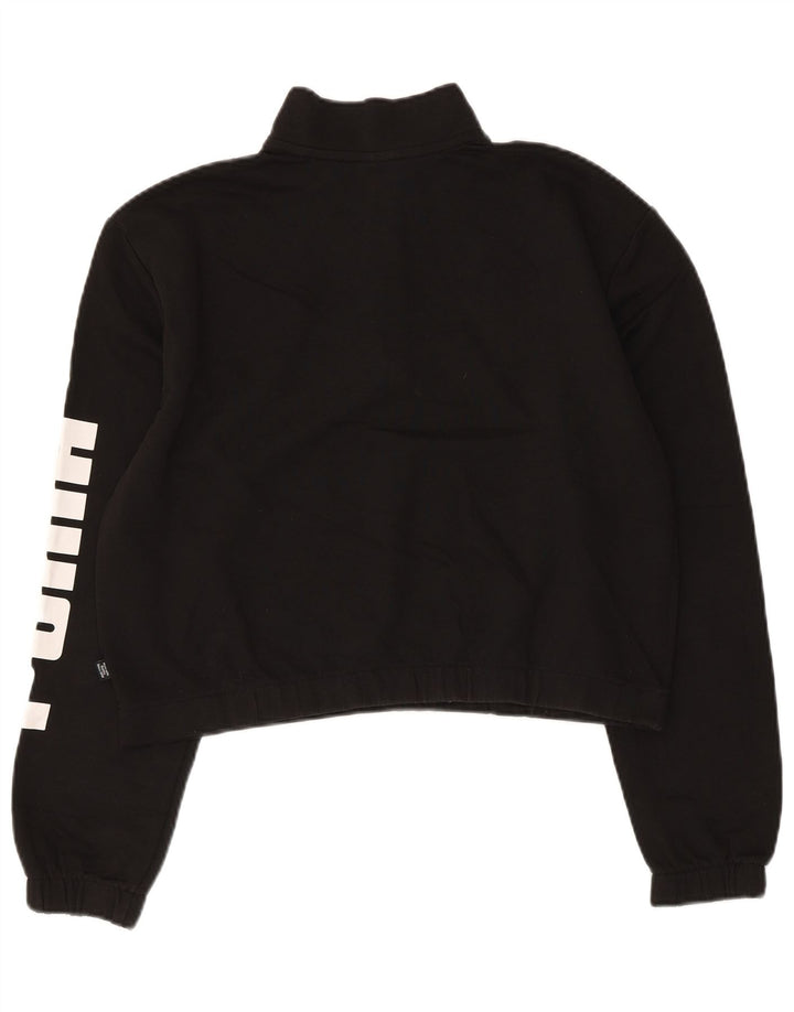 Puma Womens Graphic Zip Neck Sweatshirt Jumper UK 16 Large Black Cotton