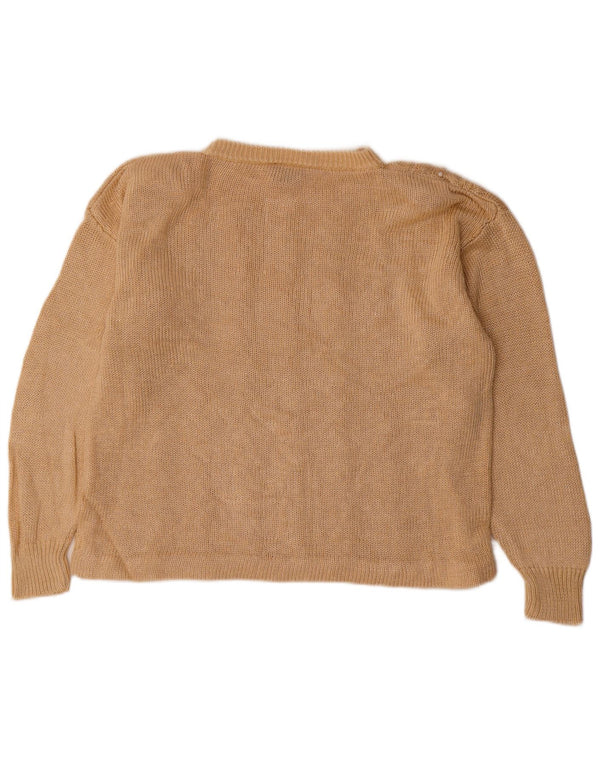 Bluhmod Womens Loose Fit Crew Neck Jumper Sweater UK 16 Large Beige Linen