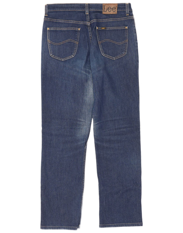 Lee Mens Brooklyn Straight Jeans W34 L34 Blue Cotton