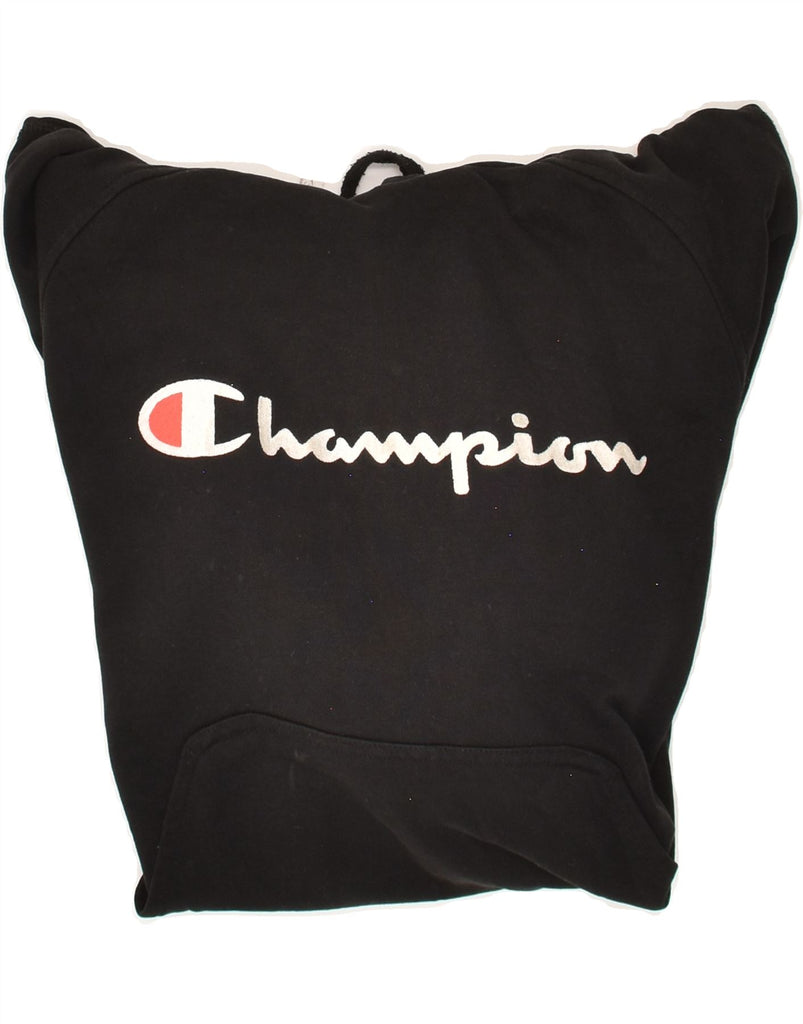 CHAMPION Mens Graphic Hoodie Jumper Medium Black Cotton | Vintage Champion | Thrift | Second-Hand Champion | Used Clothing | Messina Hembry 