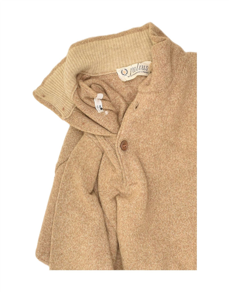 VINTAGE Mens Button Neck Jumper Sweater IT 48 Medium Beige Wool | Vintage Vintage | Thrift | Second-Hand Vintage | Used Clothing | Messina Hembry 