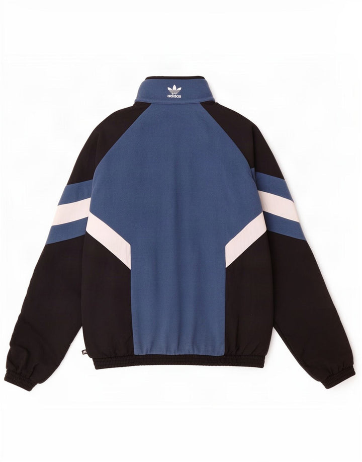Adidas Mens Pullover Tracksuit Top Jacket Small Blue Colourblock Polyester