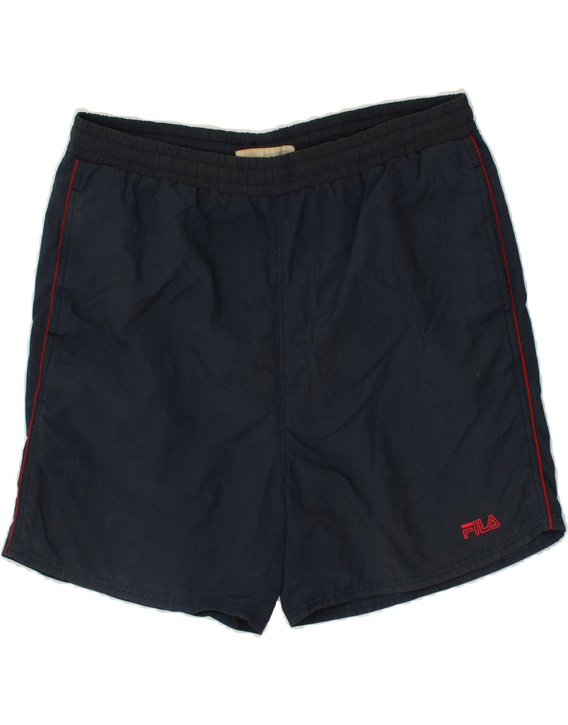 FILA Mens Sport Shorts IT 50 Medium Navy Blue | Vintage Fila | Thrift | Second-Hand Fila | Used Clothing | Messina Hembry 