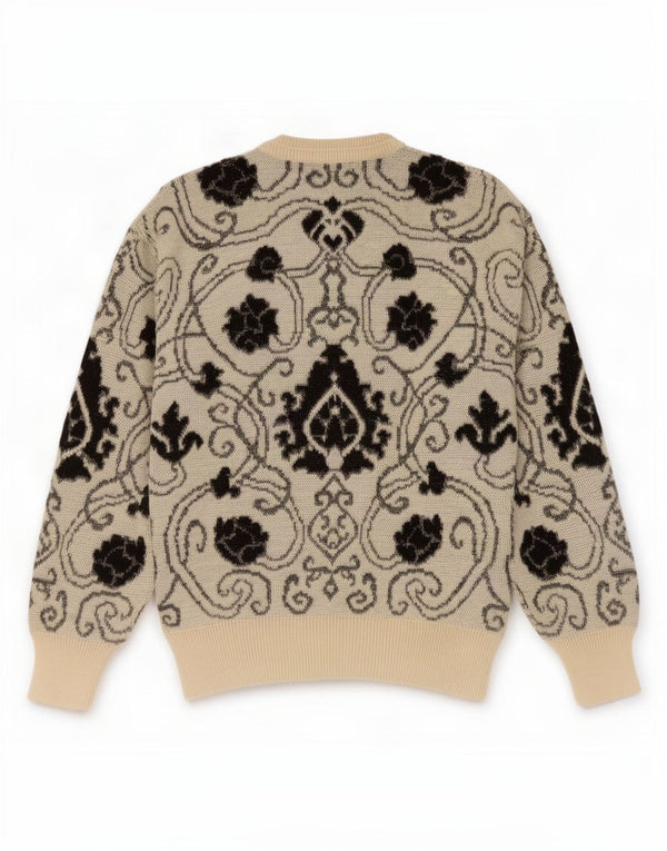 Vintage Mens Crew Neck Jumper Sweater IT 52 Large Grey Paisley Wool