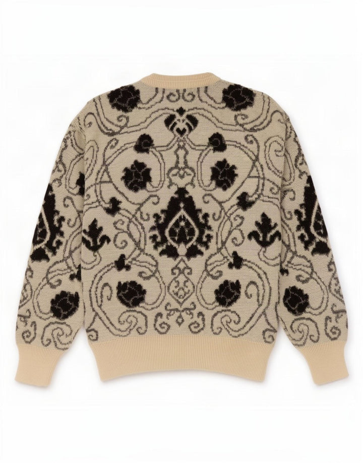 Vintage Mens Crew Neck Jumper Sweater IT 52 Large Grey Paisley Wool