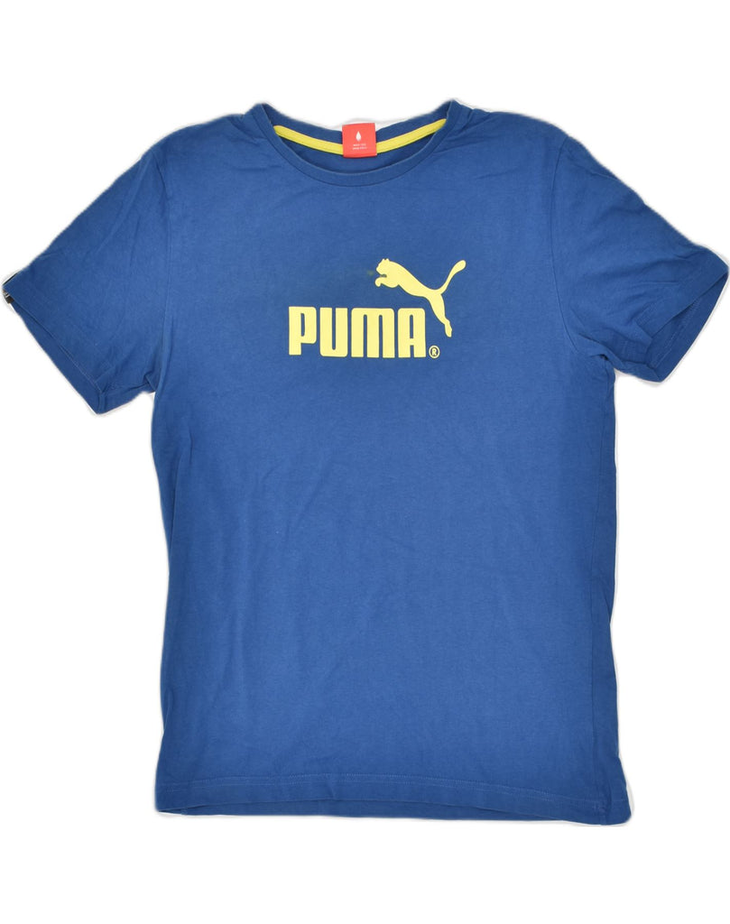 PUMA Mens Graphic T-Shirt Top Medium Blue Cotton | Vintage Puma | Thrift | Second-Hand Puma | Used Clothing | Messina Hembry 