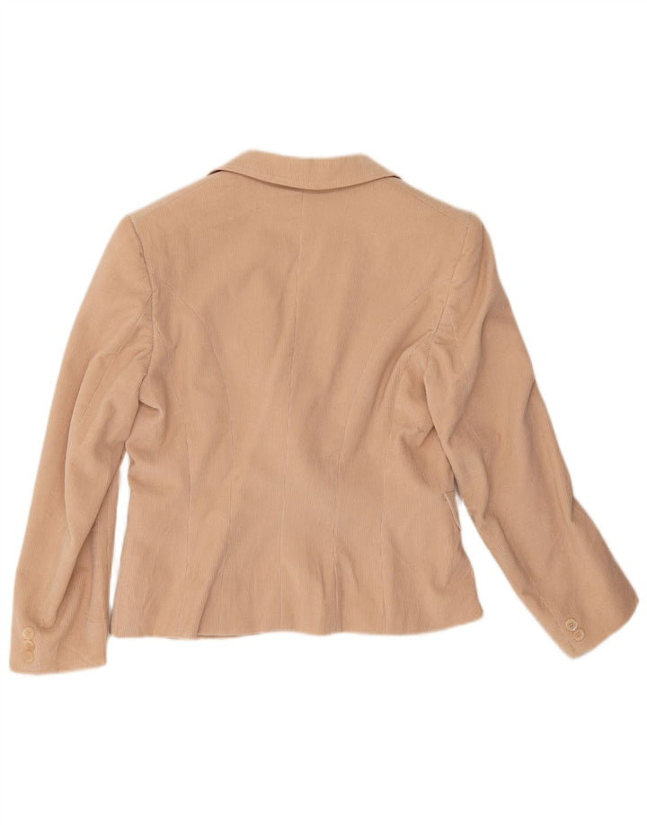 Max Mara Womens 1 Button Corduroy Blazer Jacket UK 12 Medium Beige Cotton
