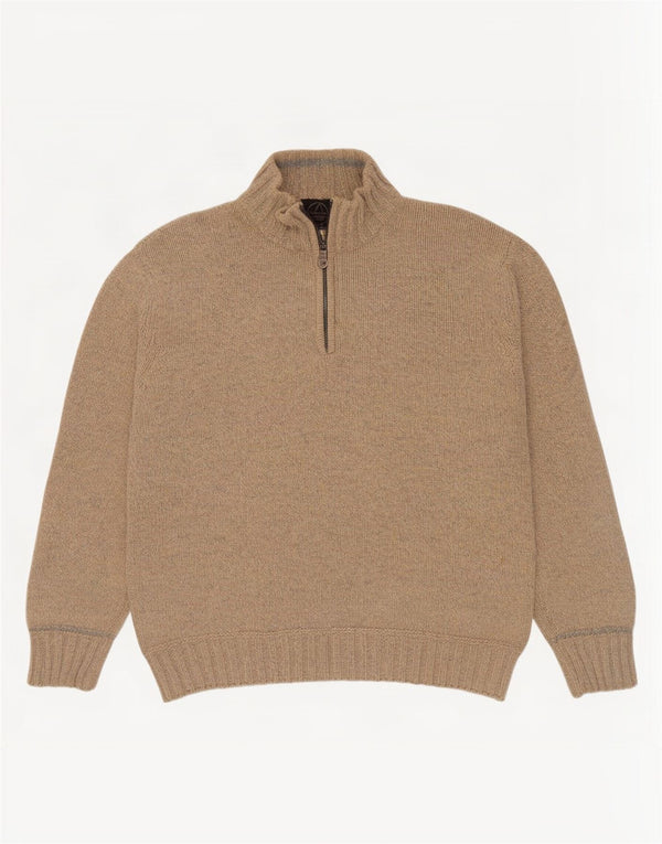 Murphy & Nye Mens Zip Neck Jumper Sweater XL Beige Flecked Wool