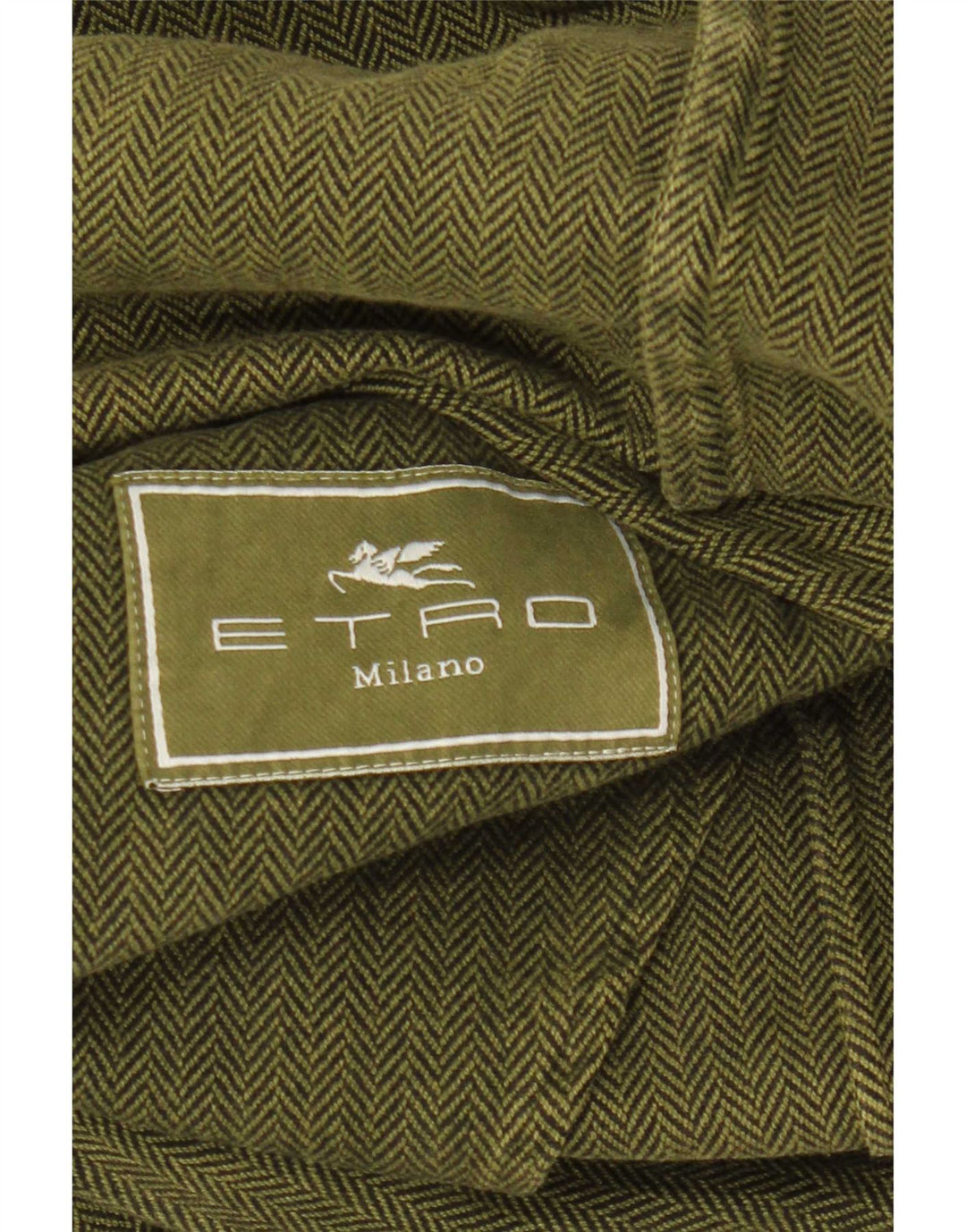 Etro Mens 3 Button Blazer Jacket IT 48 Medium Green Herringbone