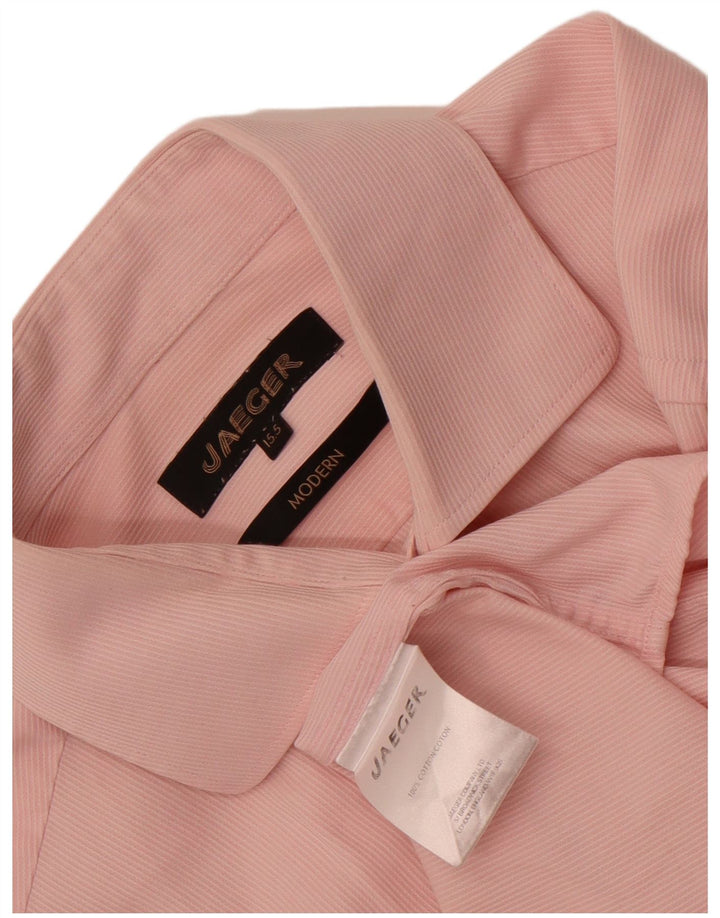 Jaeger Mens Modern Shirt Size 15 1/2 Medium Pink Pinstripe Cotton