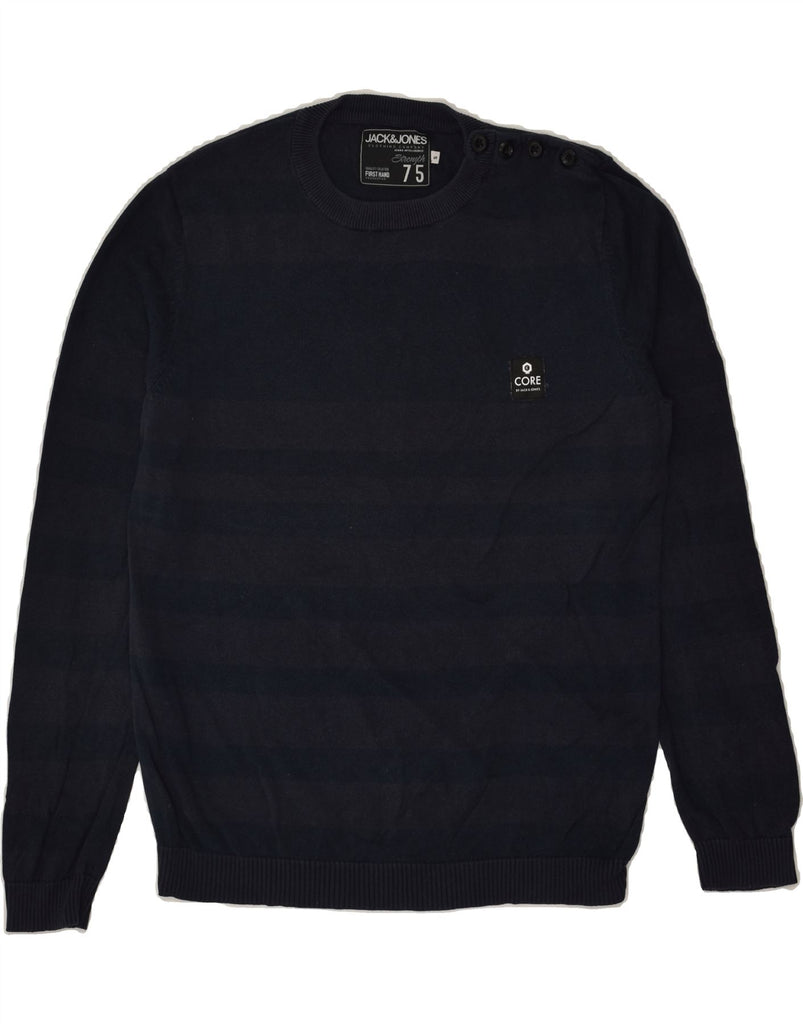 JACK & JONES Mens Crew Neck Jumper Sweater Small Navy Blue Striped Cotton | Vintage Jack & Jones | Thrift | Second-Hand Jack & Jones | Used Clothing | Messina Hembry 