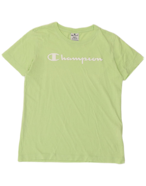 Champion Womens Graphic T-Shirt Top UK 10 Small Green Cotton