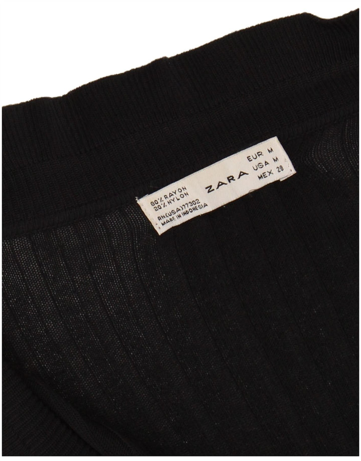 Zara Womens Cardigan Top UK 12 Medium Black