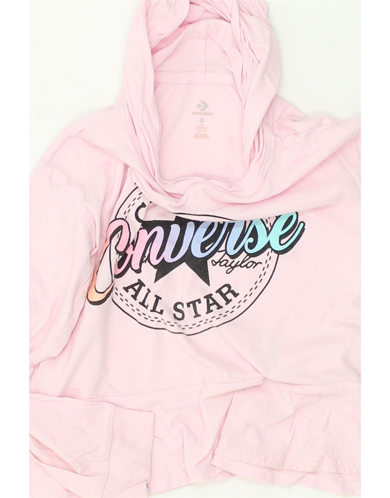 CONVERSE Girls Graphic Hoodie Jumper 8-9 Years Small Pink Cotton | Vintage Converse | Thrift | Second-Hand Converse | Used Clothing | Messina Hembry 