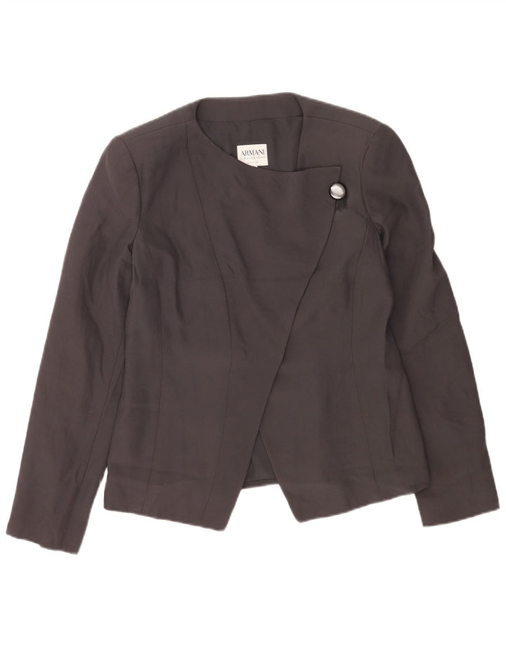 Armani Collezioni Womens 1 Button Blazer Jacket IT 42 Medium Black Acetate