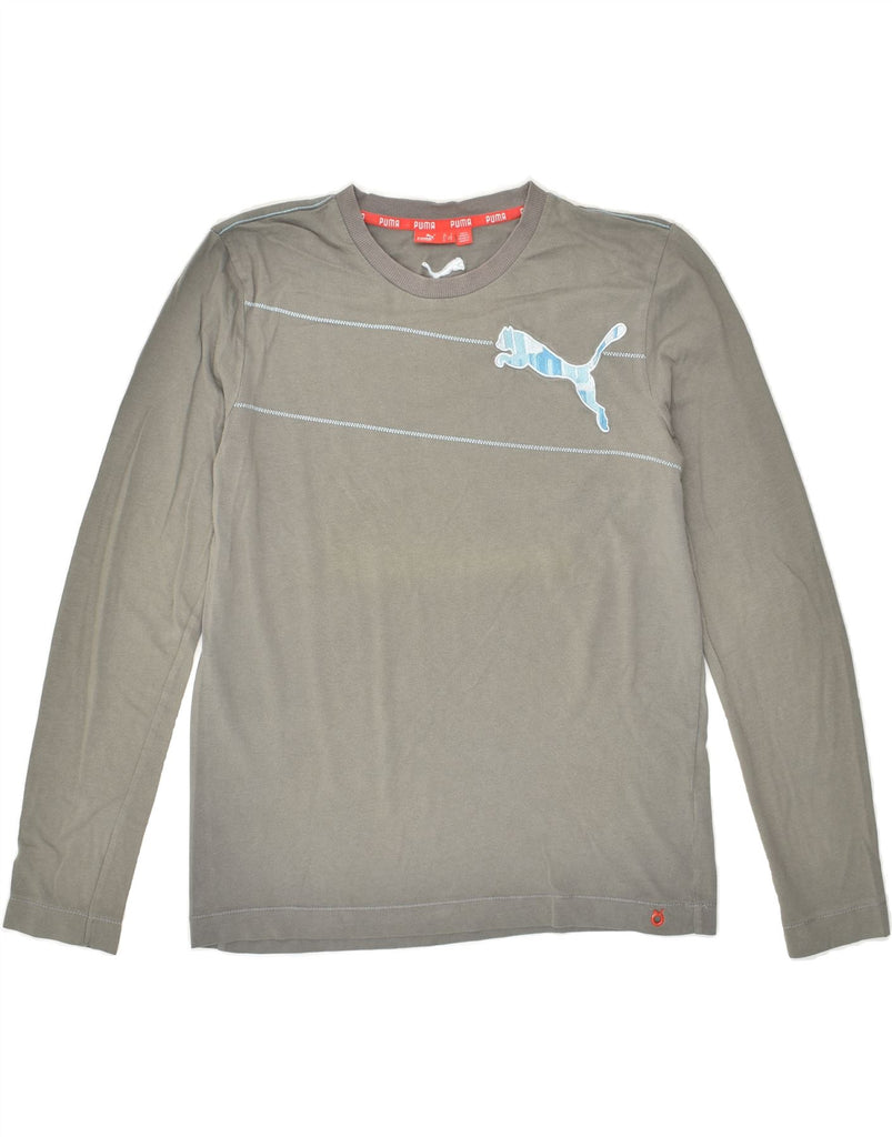 PUMA Mens Graphic Top Long Sleeve Small Grey Cotton | Vintage Puma | Thrift | Second-Hand Puma | Used Clothing | Messina Hembry 