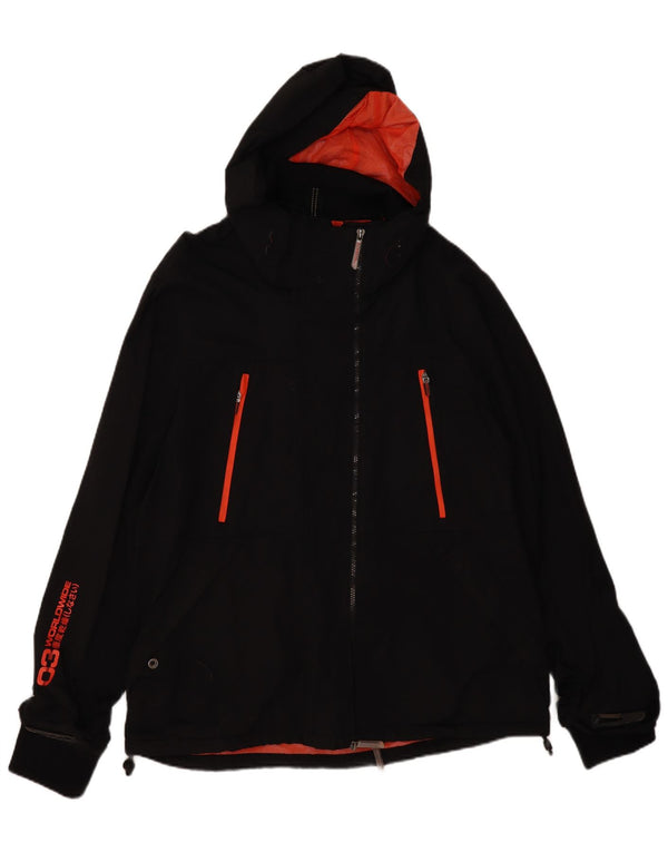 SUPERDRY Mens Hooded Windbreaker Jacket UK 46 3XL Black