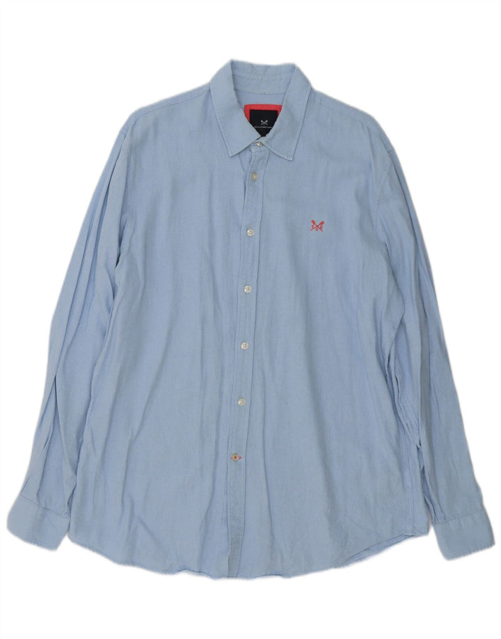 Crew Clothing Mens Shirt Large Blue Linen