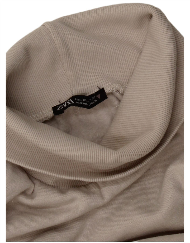 Zara Womens Roll Neck Sweatshirt Jumper UK 14 Medium Grey