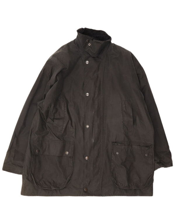 MC Orvis Mens Loose Fit Waxed Cotton Jacket UK 40 Large Black