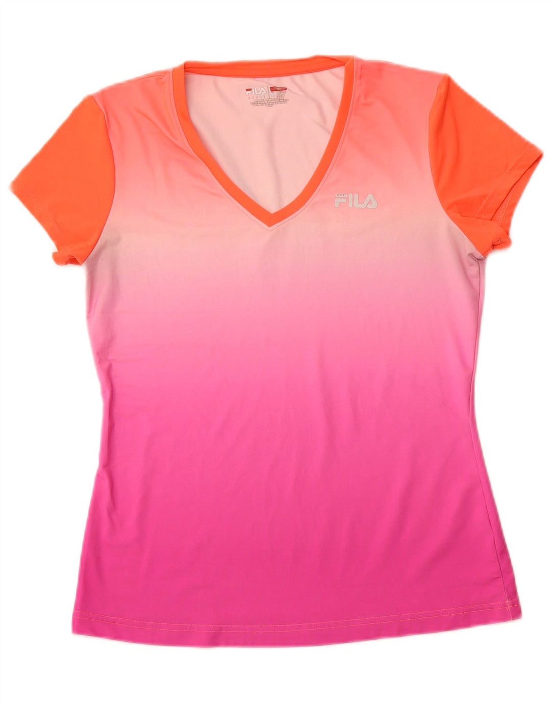 FILA Womens T-Shirt Top UK 12 Medium Pink Colourblock