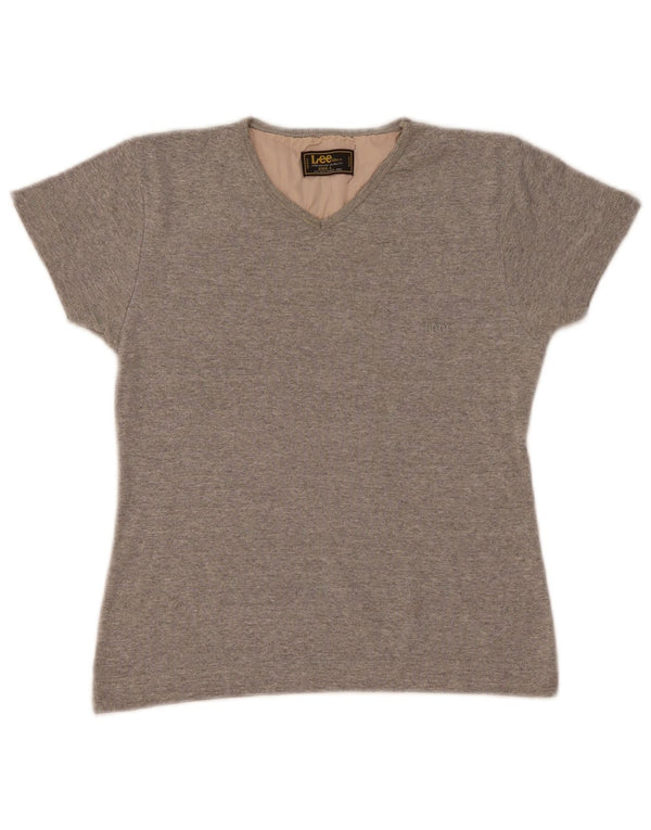 Lee Womens T-Shirt Top UK 14 Large Grey Flecked Cotton