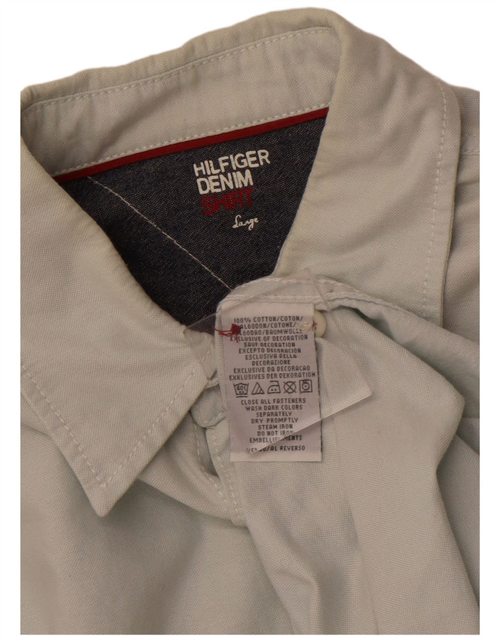 TOMMY HILFIGER Mens Shirt Large Green Cotton