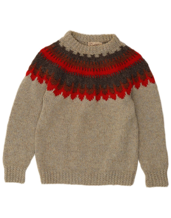 Scapa Womens Turtle Neck Jumper Sweater UK 16 Large Grey Fair Isle
