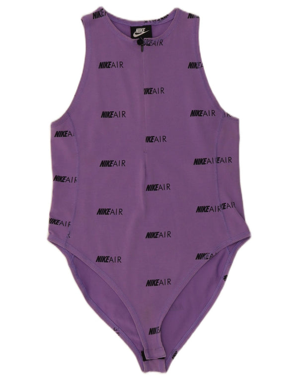 Nike Womens Graphic Bodysuit UK 12 Medium Purple Cotton