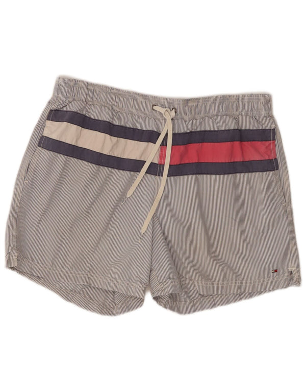 Tommy Hilfiger Mens Swimming Shorts Large Blue Striped Cotton