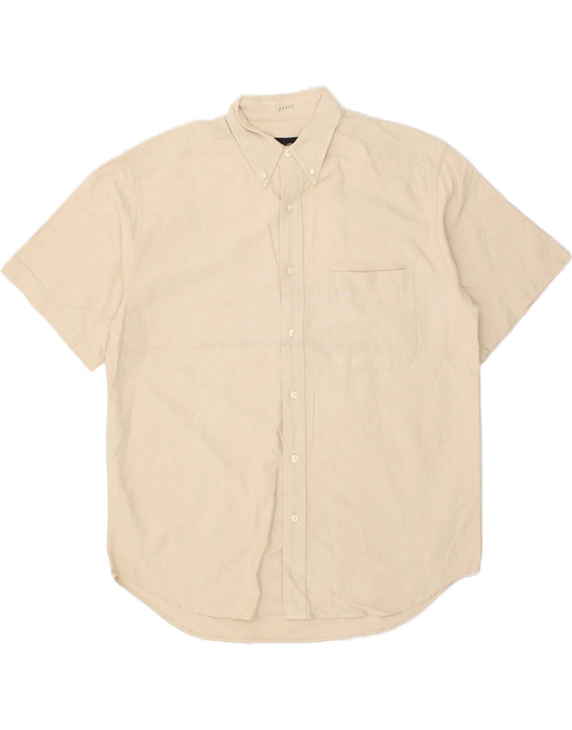 EDDIE BAUER Mens Short Sleeve Shirt Medium Beige Cotton | Vintage Eddie Bauer | Thrift | Second-Hand Eddie Bauer | Used Clothing | Messina Hembry 