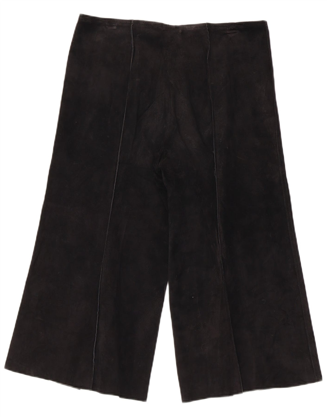 VINTAGE Womens Wide Leg Suede Capri Trousers W30 L19 Black