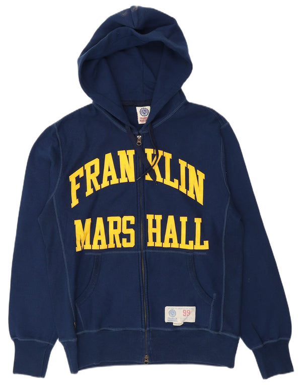 Franklin & Marshall Mens Graphic Zip Hoodie Sweater Large Navy Blue Cotton