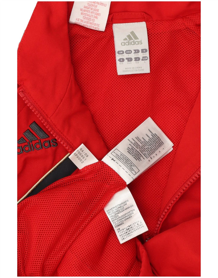 ADIDAS Boys Liverpool Tracksuit Top Jacket 13-14 Years Red Colourblock