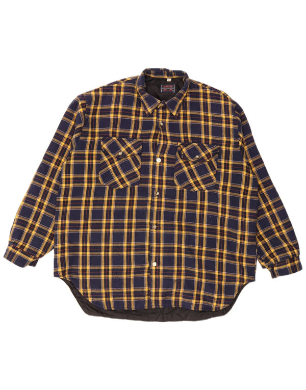 Brugi Mens Lumberjack Flannel Shirt Large Navy Blue Check Acrylic