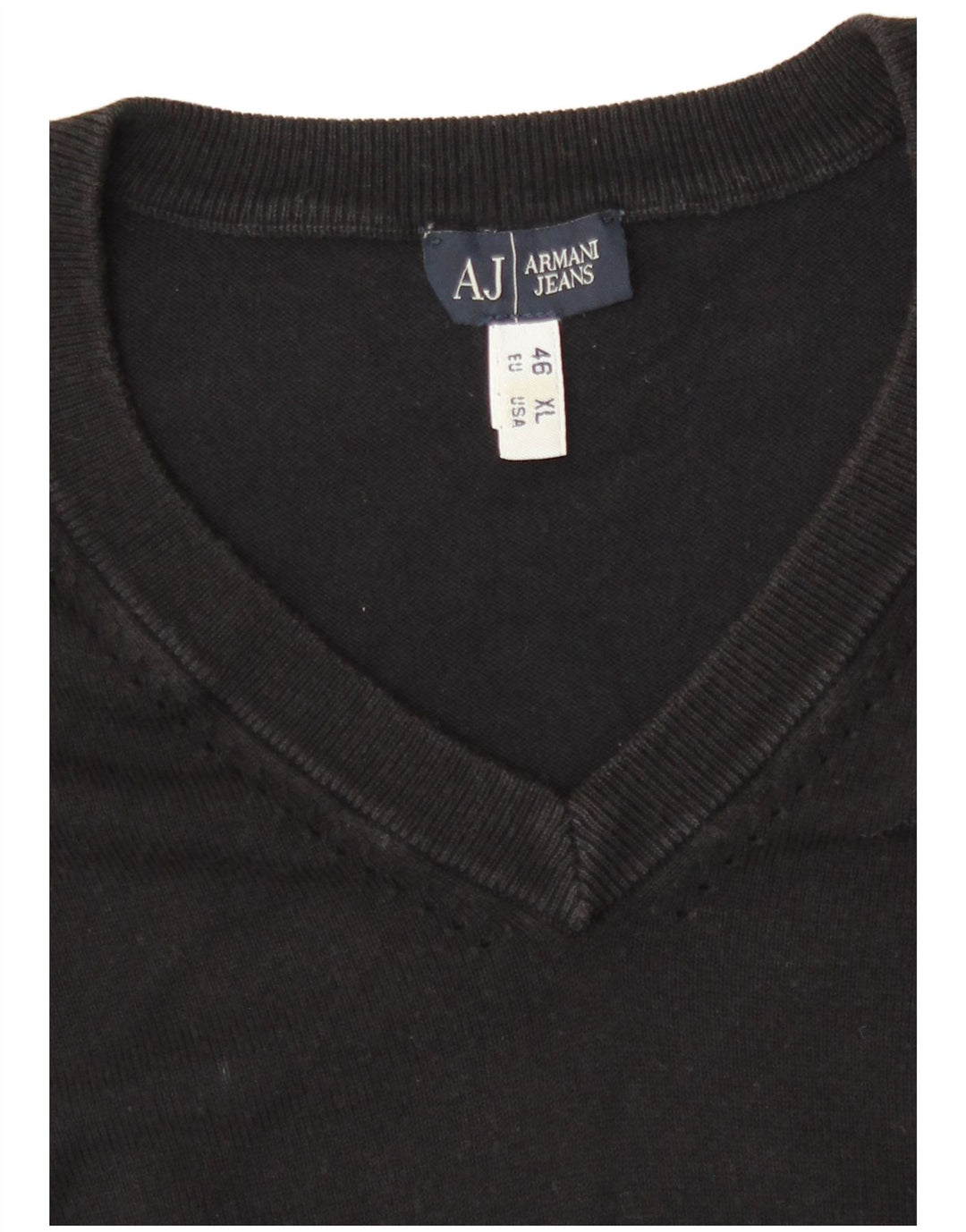 Armani Jeans Womens V-Neck Jumper Sweater EU 46 XL Black