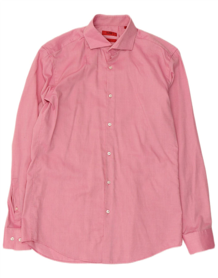 Hugo Boss Mens Slim Fit Shirt Size 39 15 1/2 Medium Pink